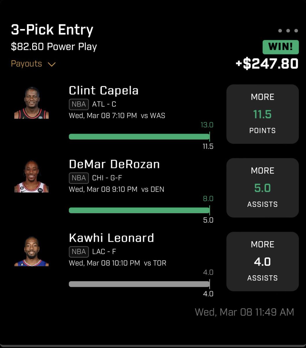 TMGBETS's tweet photo. Last nights recap of a few wins! Join the discord and follow the Twitter to never miss a drop!! #FanDuel #prizepicks #DraftKings #GamblingTwitter #MA #sportsbetting 💰🧑🏽‍💻 https://t.co/2sshNCsljQ