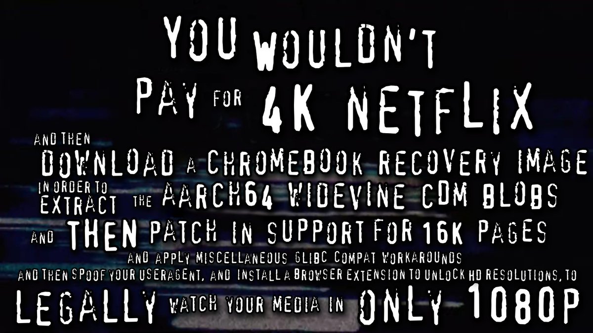 The Quest for Netflix on Asahi Linux

("do not violate the DMCA challenge 2023")

da.vidbuchanan.co.uk/blog/netflix-o…