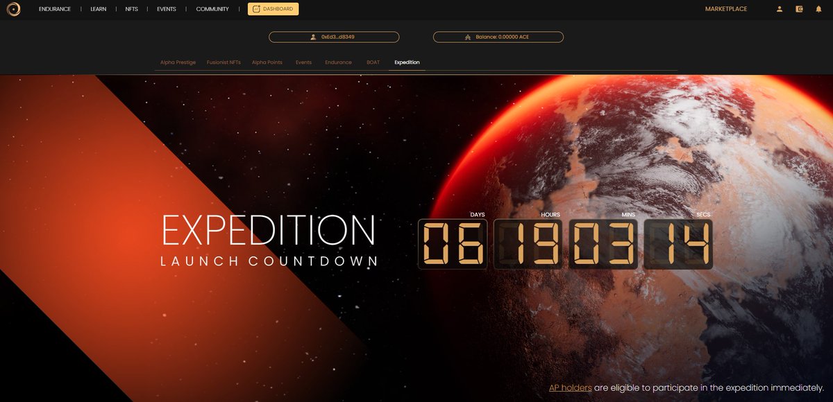 The Early Access of Expedition is live now!

ALL #AlphaPrestigeHolders march forward! 
and Expecting 🐞🤣

ALL Fusionists, during the countdown, vote for your game👇
gamefi.org/games/fusionist

We will select 10 lucky winners who have VOTED, to receive 20 ACE each.
