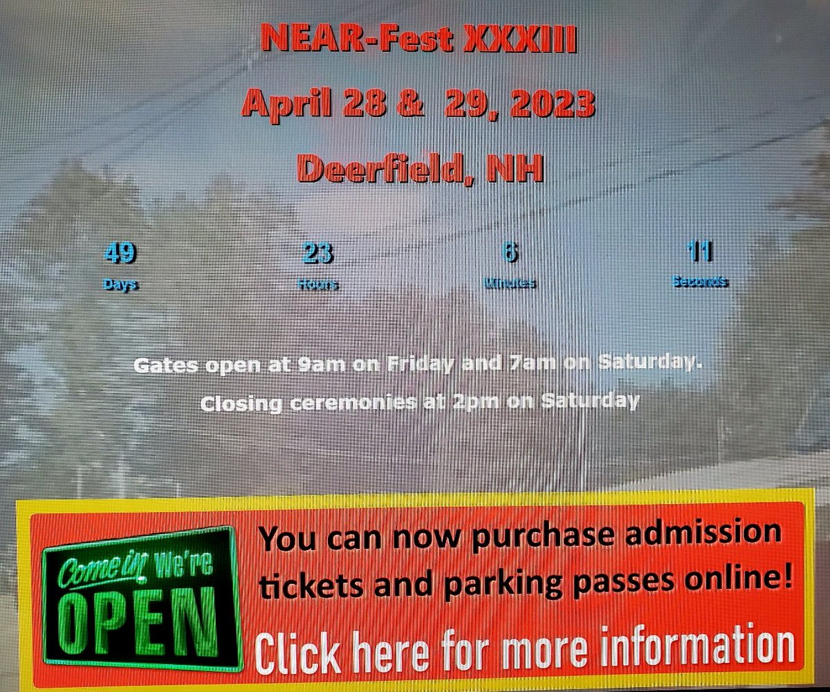 Admission tickets and parking passes can now be purchased online. Check out our website for more info
Near-fest.com