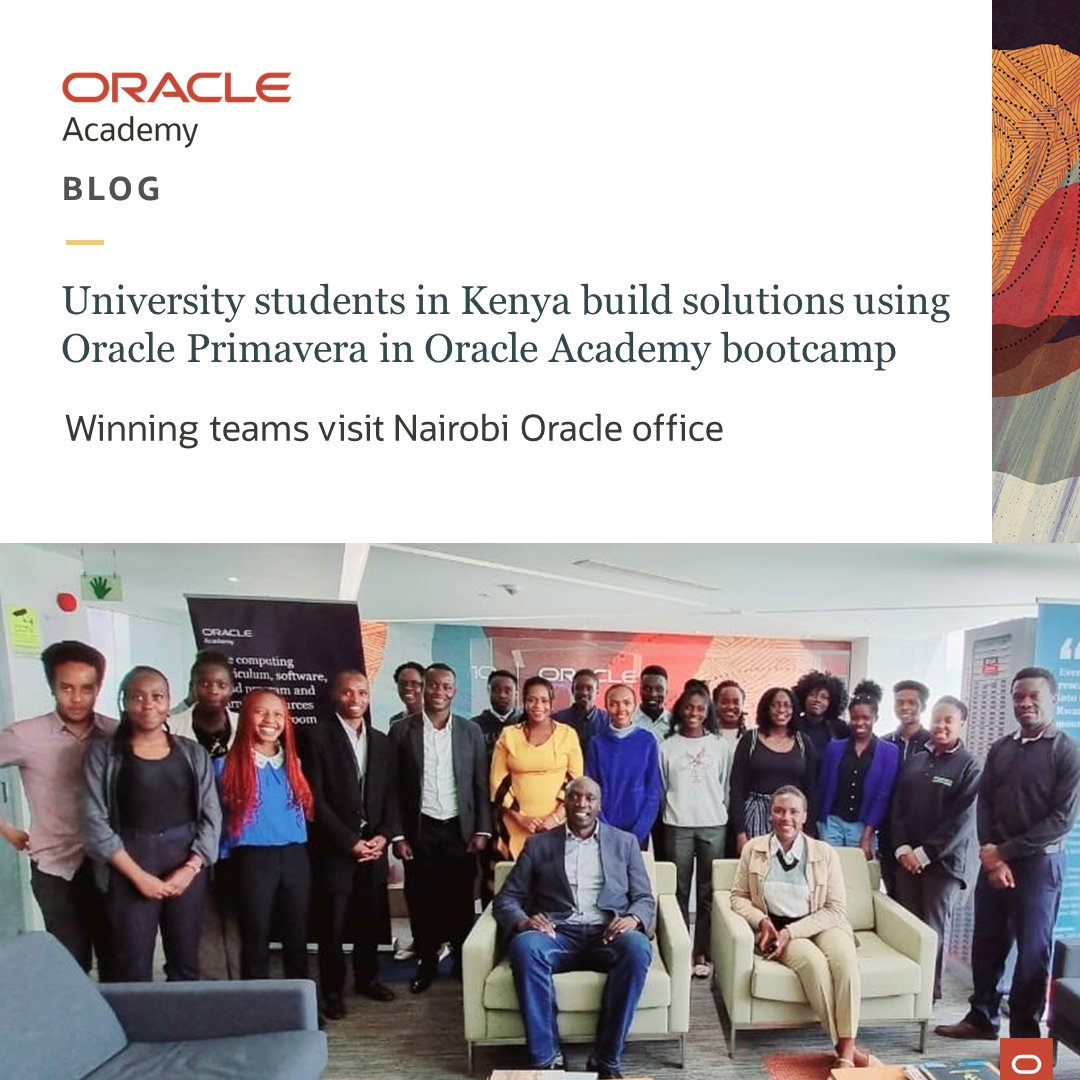 OracleAcademy's tweet image. #TechThursday! @OracleAcademy, in partnership with @iLabAfrica, Strathmore University @StrathU, recently organized a virtual bootcamp for 200 undergraduate students using #OraclePrimavera P6 #projectmanagement #SaaS to build and manage a project. Read &amp;gt; social.ora.cl/601030nL4
