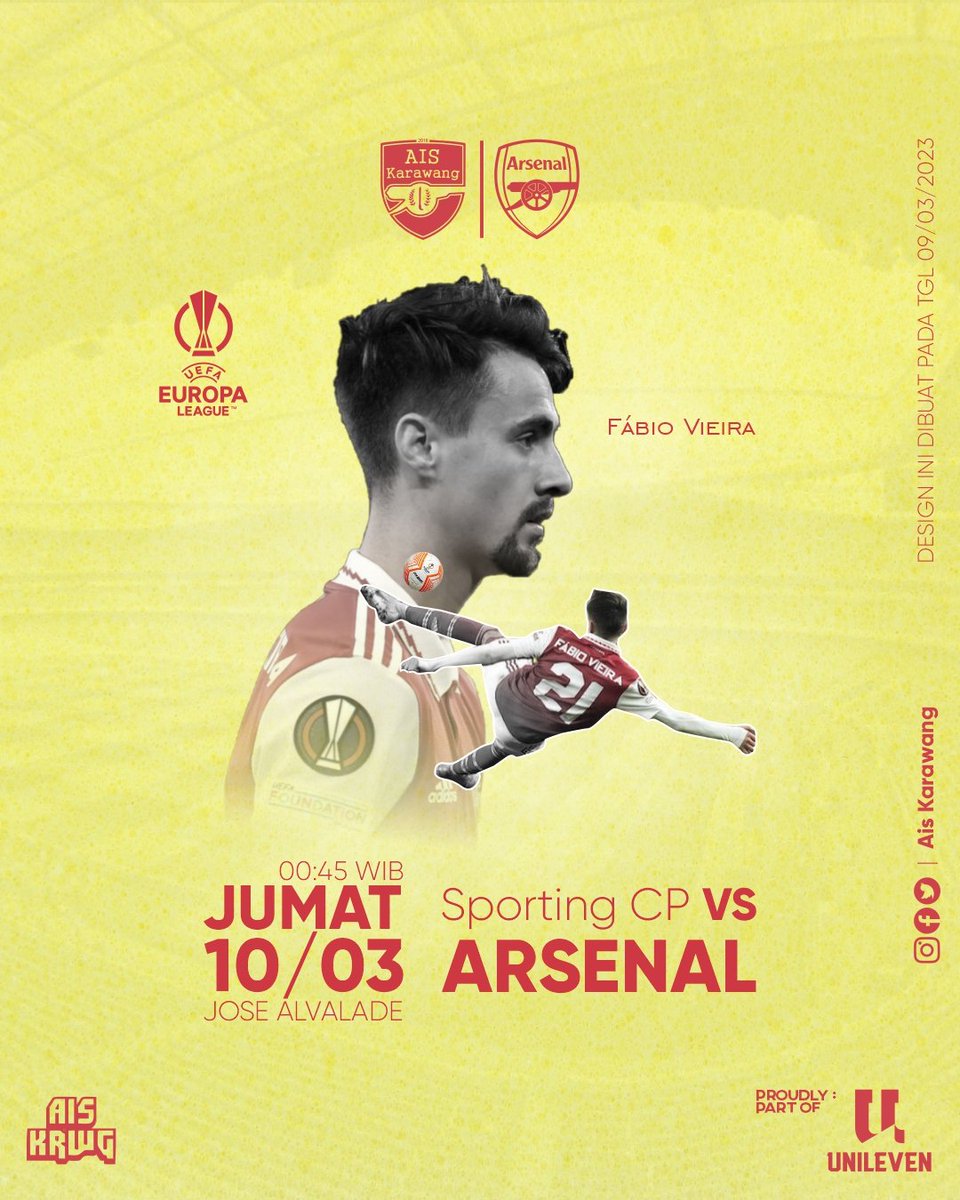IT'S MATCHDAY!
UEL IS BACK!

UEL #roundof16
⚽ Sporting CP vs ARSENAL
🗓 Jumat, 10 Maret 2023
⏰ 00.45 WIB

Kik link di bio untuk tanya semua event @ais_krwg 

COYG! 🔴 
#arsenal #indonesia #supporter #karawang #aiskrwg