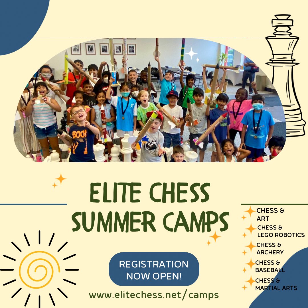 Elite Chess Summer Camps registration now open! Register here: elitechess.net/camps
#chess #summercamps #chesscenter