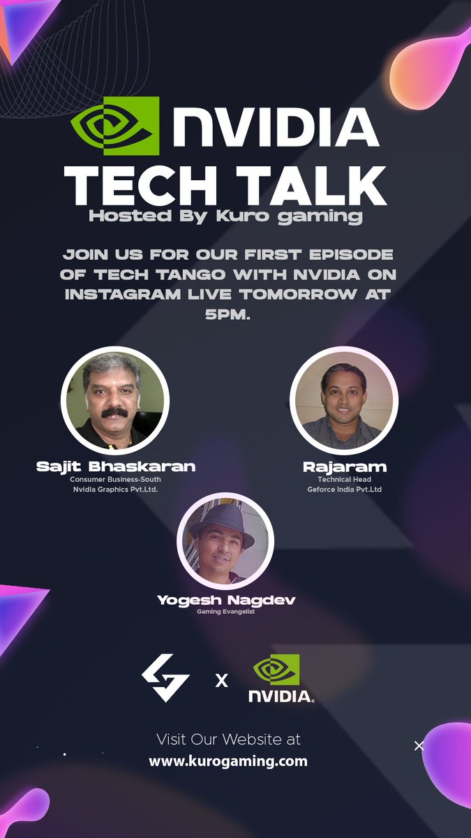 KuroGamingIndia's tweet image. Catch us live with Nvidia tomorrow at 5 pm. #kurogaming #techtango #nvidia