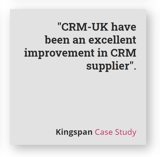 Is your CRM software provider helping you achieve your goals?

It's not all about the software. Half our customers select CRM-UK for our 1st class, easy to access customer service.

See the success story lnkd.in/dE7Pu2ZK

#Manufacturing  #Construction  #RenewableEnergy