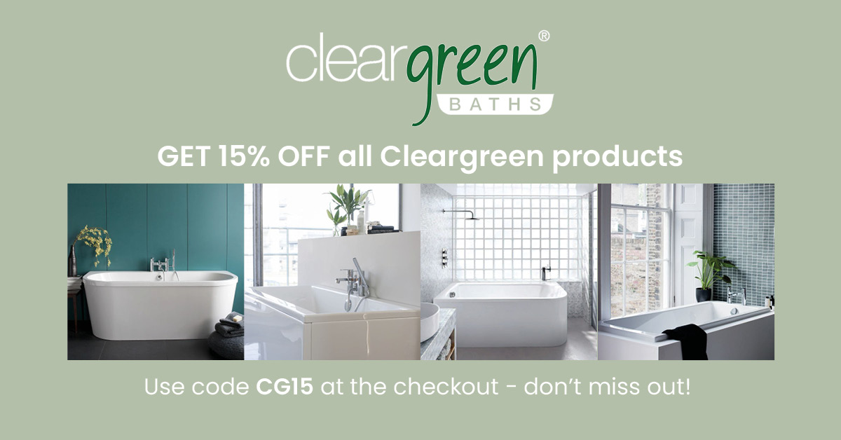 Use code CG15 at checkout and enjoy an EXTRA 15% off all Cleargreen baths, only at UK Bathrooms
#ClearGreen #cleargreenbath #bathtub #freestandingtub #freestandingbath #extradiscount #modernbathroom #bathroomdesign #bathroominspo #bathroomideas