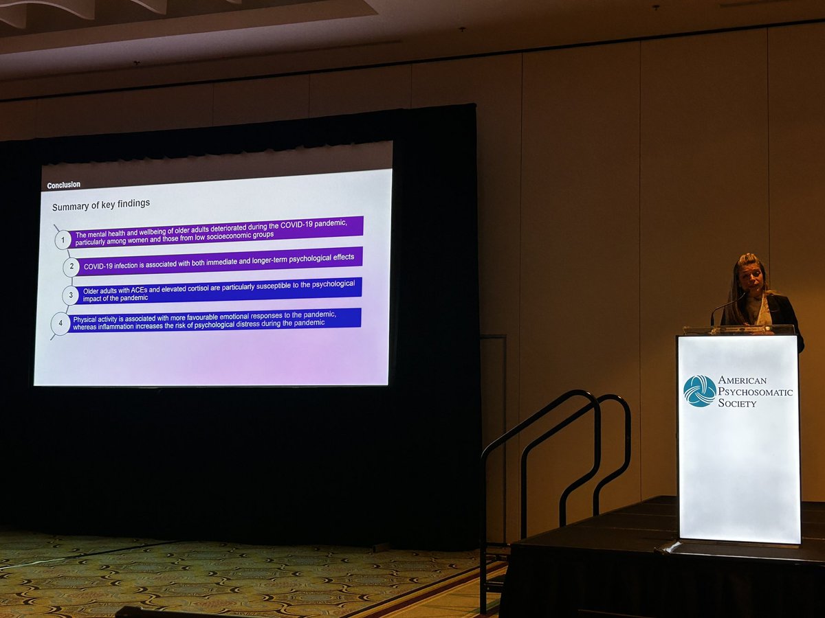 Kimberly Dienes (@kimberlydienes) on Twitter photo Vulnerabilities to the psychological impact of the pandemic for older adults include ACEs high cortisol and inflammation. Physical activity is protective <a href="/Eleonora_Iob/">Eleonora Iob</a> #aps2023puertorico Vulnerabilities to the psychological impact of the pandemic for older adults include ACEs high cortisol and inflammation. Physical activity is protective <a href="/Eleonora_Iob/">Eleonora Iob</a> #aps2023puertorico
