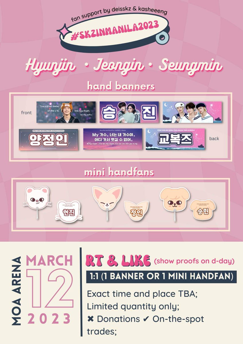 deisskz's tweet photo. ✧ gyobokz fan support by @deisskz &amp; @kasheeeng ✧

— march 12, 2023 (day 2)
— rt &amp; like to spread
— follow for updates (optional)
— check thread for freebie details

see you, stays! •ᴗ•

#SKZinMNL2023 #SKZinManila2023 https://t.co/jos07HA6RK