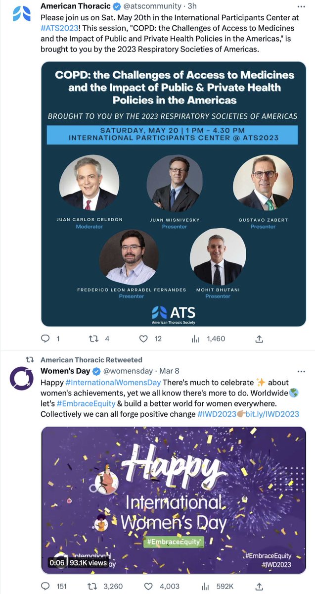 american thoracic society's twitter feed:  

a mantel, followed by a women's day tweet 😭