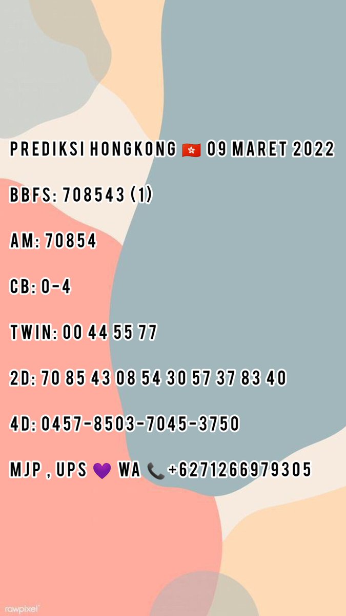 Prediksiqueen's tweet photo. PREDIKSI HONGKONG 🇭🇰 09 MARET 2023

JOIN GRUP PREDIKSI GRATIS BISA LANGSUNG CHAT KE WA 📞+6281266979305

#prediksitogel #prediksihongkong #prediksihk #prediksitop #prediksi #TogeLovers #togelonline #togelhongkong #togeljackpot #togelhariini #togel https://t.co/SNxrsb11Z6