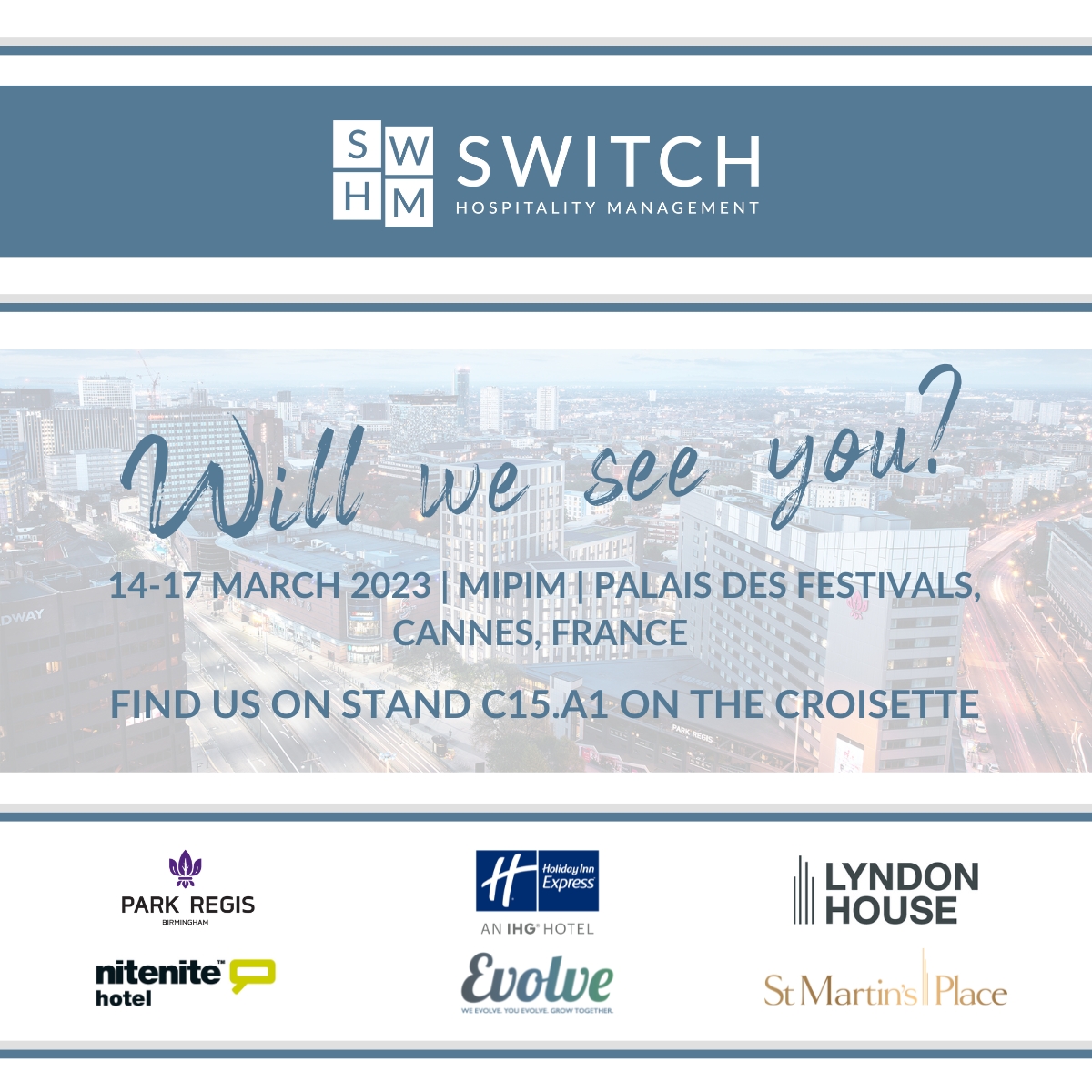 Our MD John Angus is delighted to be attending <a href="/MIPIMWorld/">MIPIM</a> next week with <a href="/invest_wm/">Invest West Midlands</a> and you can find him on stand C15.A1 on the Croisette.

MIPIM is the leading international event in the real estate calendar, so if you are in Cannes next week do pop by and say hi. #mipim2023