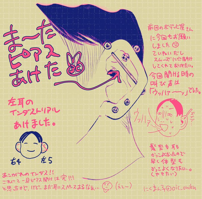 ピアス穴開けおかわり報告です。きれいに開けてもらえてよかった✌️無事安定しますように🙏 https://t.co/uqm9wUIgBE 