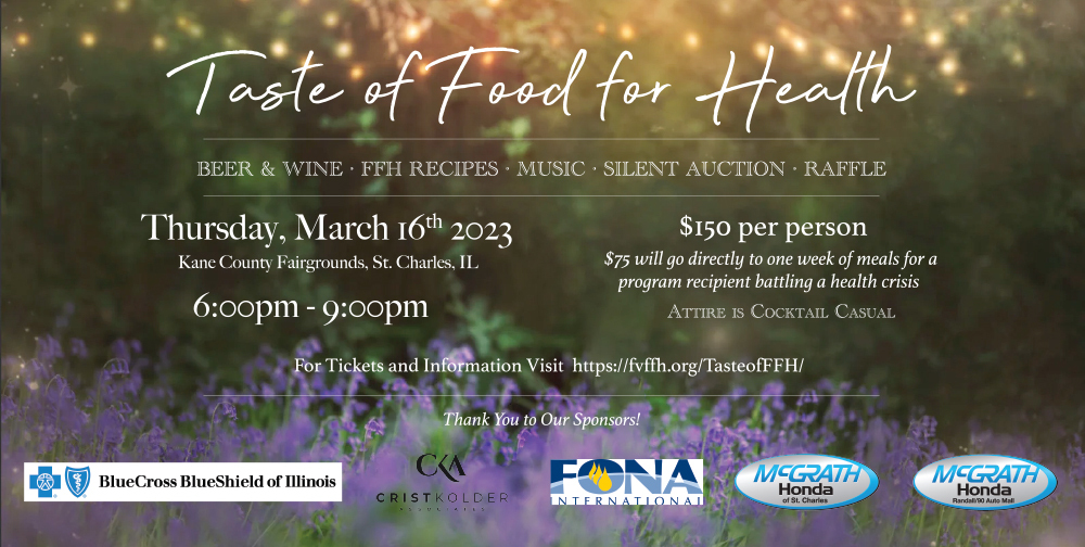 DunhamFdn's tweet image. Enjoy an evening out and support Fox Valley Food for Healthy Meals Program, which mentors teen volunteers as they prepare organic healthy meals for local patients dealing with health crises. 
To purchase tickets, visit  fvffh.org/tasteofffh/
