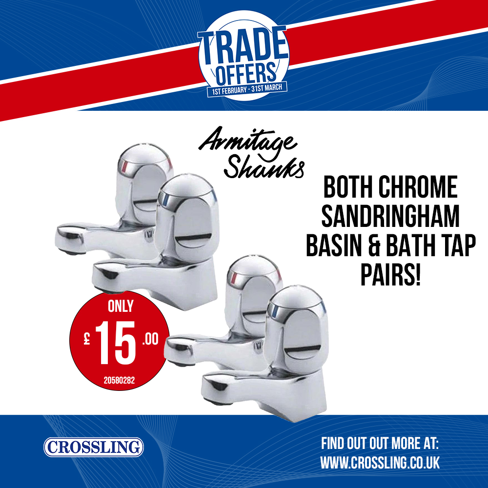 Get TWO pairs of taps for only £15 in our new Trade Offer deal!

But hurry, offer only lasts until the end of the month!

crossling.co.uk/armitage-shank…