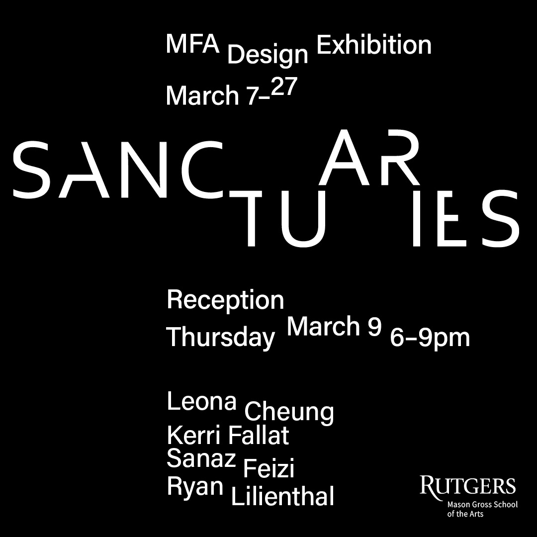 MasonGross's tweet image. #SupportLocalArt: Stop by 6–9 tonight for a free reception to open our Design Thesis Exhibition at 33 Livingston Ave., CAC, featuring work by both grads and undergrads--interactive installations, a poster series on language and identity, and more. masongross.rutgers.edu/calendar-event…