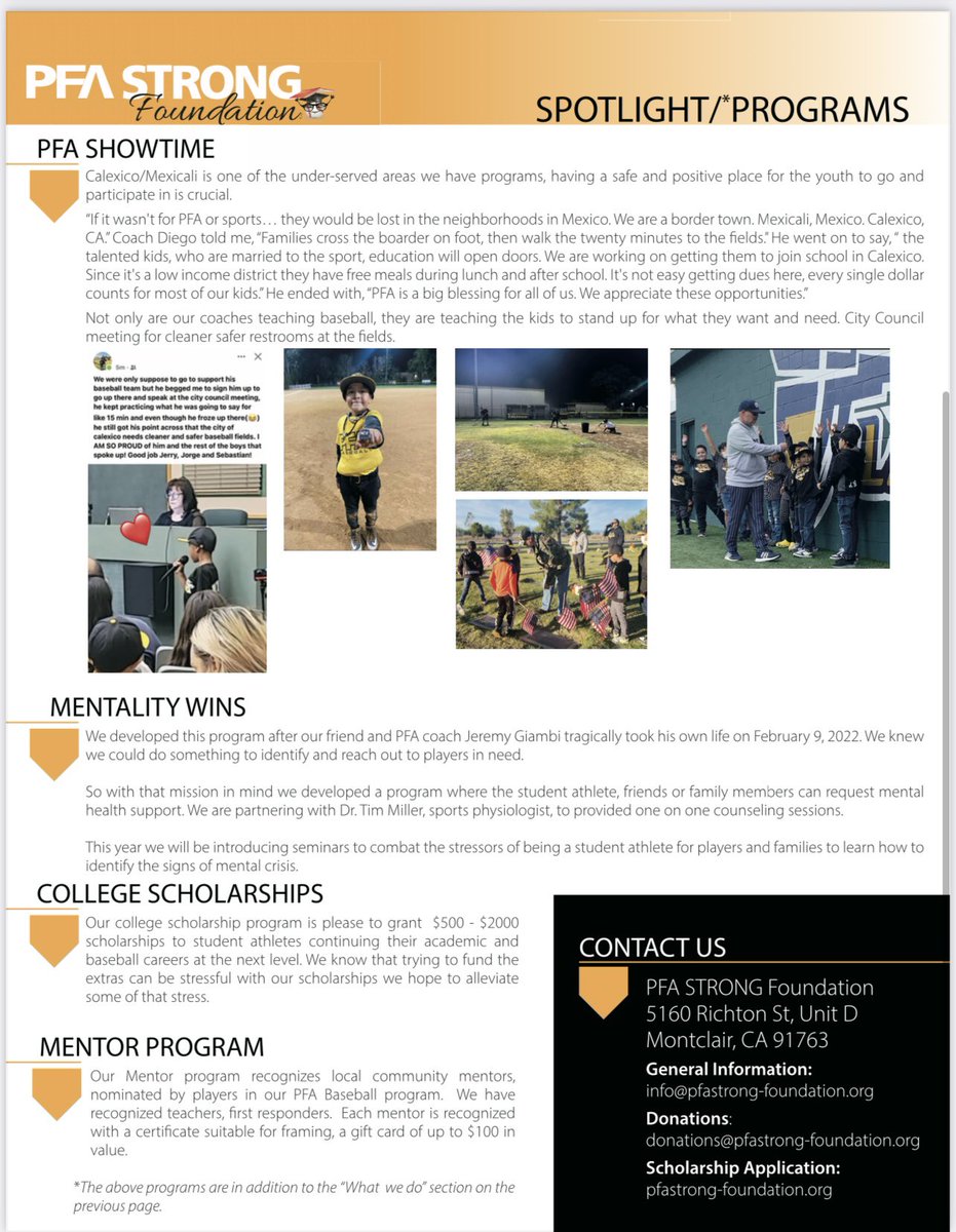 PFAbaseball's tweet photo. Making an impact off the field 🙌💪 #PFAstrongFoundation #HelpingAthletes #mentalhealth #Academics #CalixicoBaseball🇺🇸🇲🇽 #Brothers #PFAfamily 
To find out more or learn how to support us as we try and help more athletes go to https://t.co/82pR8BF42T Thank you 🙌 https://t.co/cU0jnkkemM