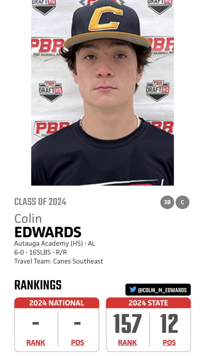 Made the Feb. 2023 PBR state rankings for the class of 2024. Now the goal is to move into the top 100 overall and top 10 for position.