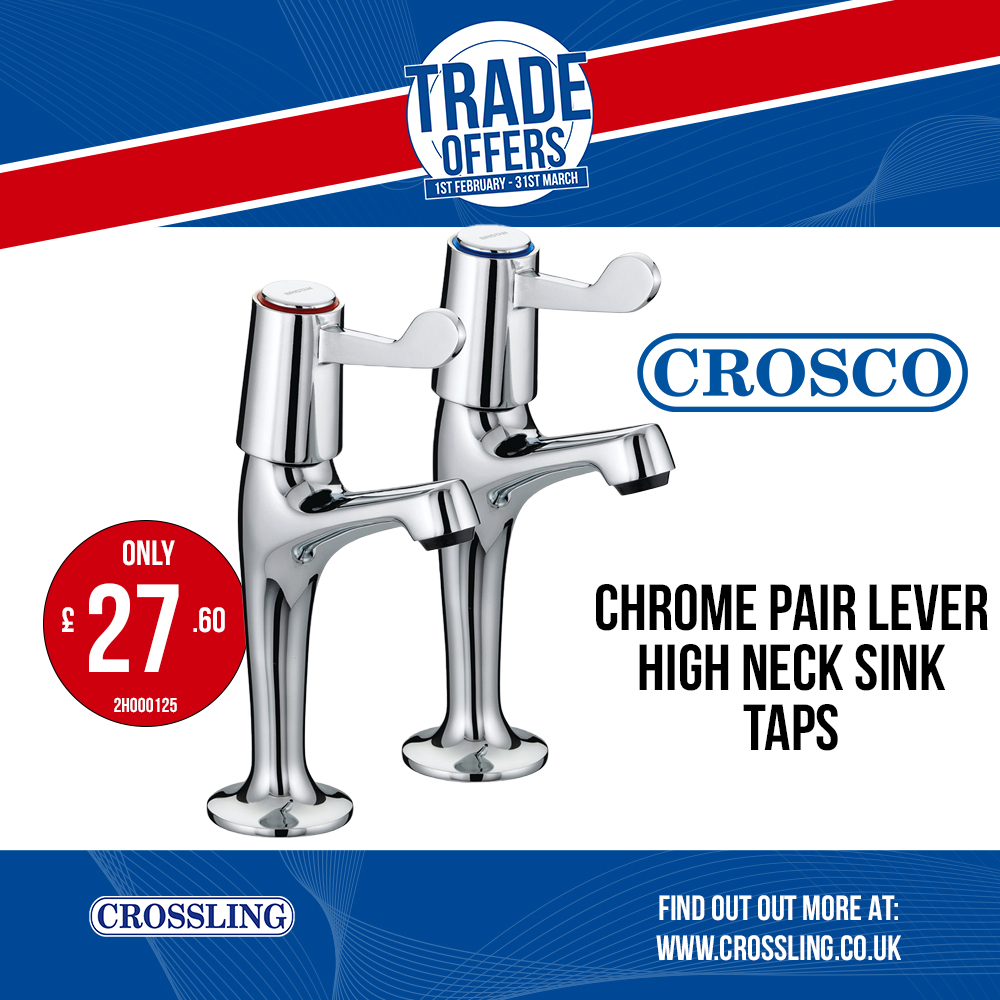 Our chrome Crosco high heck sink taps are currently in a massive Trade Offer sale!

But hurry, offer only lasts until the end of the month!

crossling.co.uk/catalog/produc…