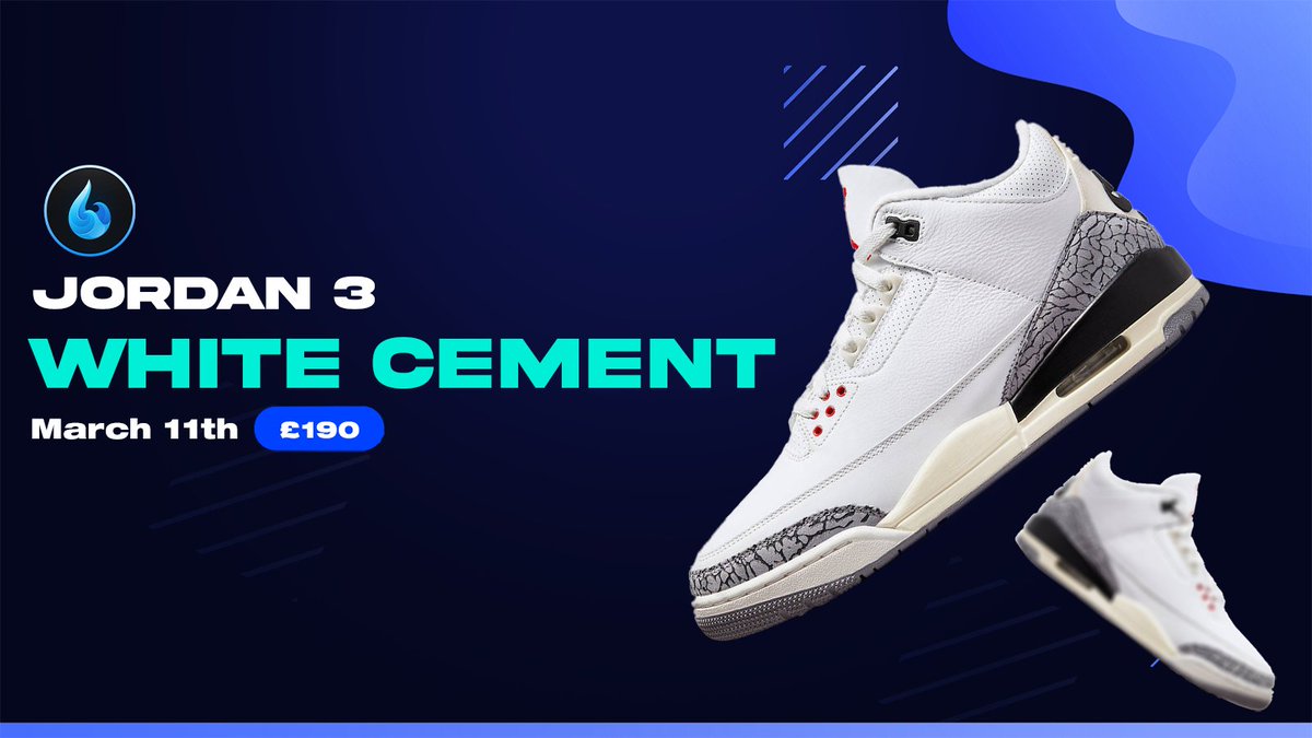 Nike Jordan 3 White Cement Reimagined are releasing on the 11th March for £190✅ 

With the assistance of 3ds solver, Nike Acc gen, address j1g &amp; 30+ other MODULES our members will be COOKING this release😮‍💨

💙 + ♻️ and keep DM's open