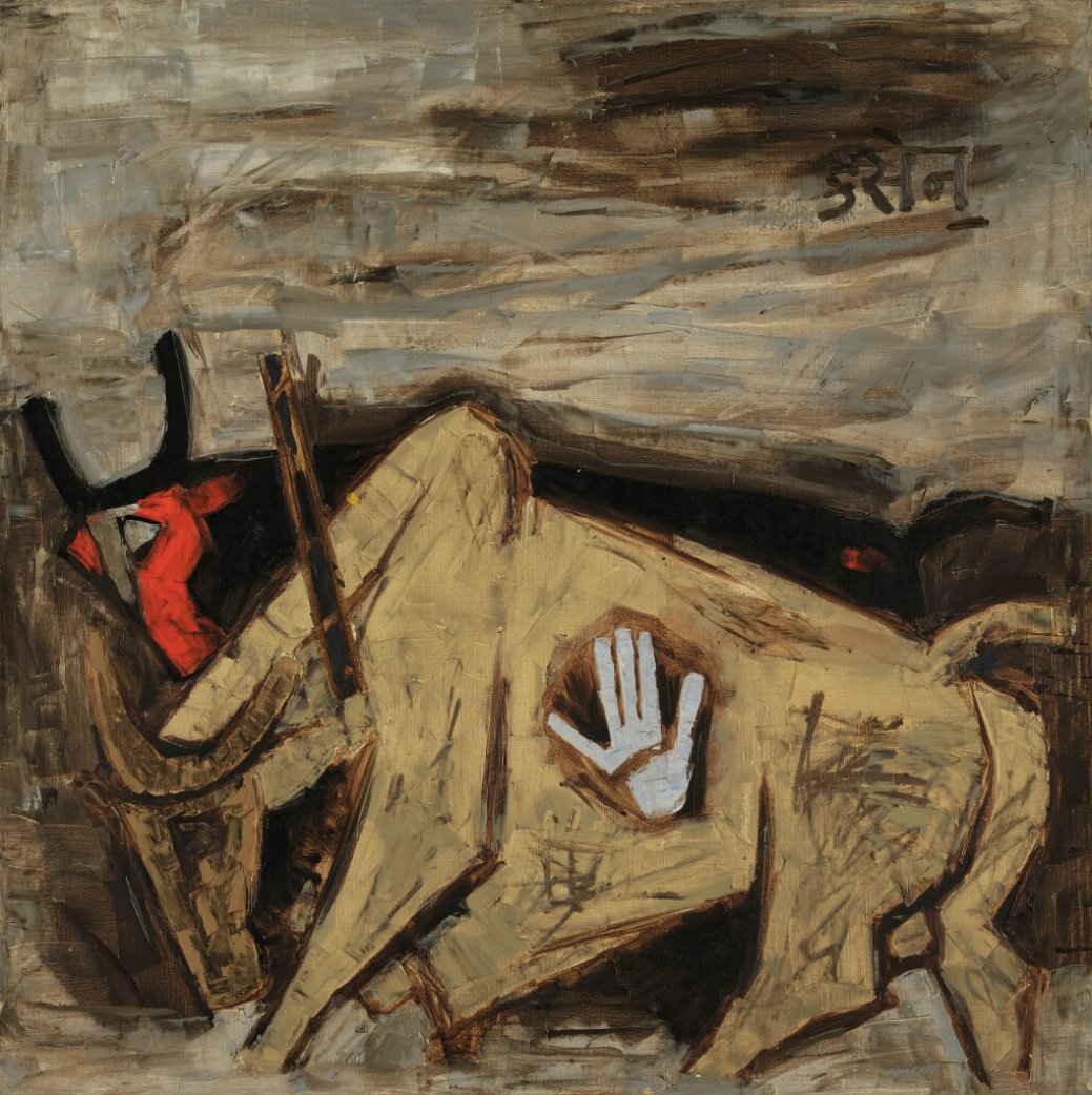 The star lot of the Modern &amp; Contemporary South Asian Auction at #SothebysNewYork on 20 March is Maqbool Fida Husain’s 1961 masterpiece, 'Bulls;' the iconic cover image of Harry N Abrams’ seminal 1971 monograph on the artist.

Discover more on the sale: bit.ly/3Fb6AhC