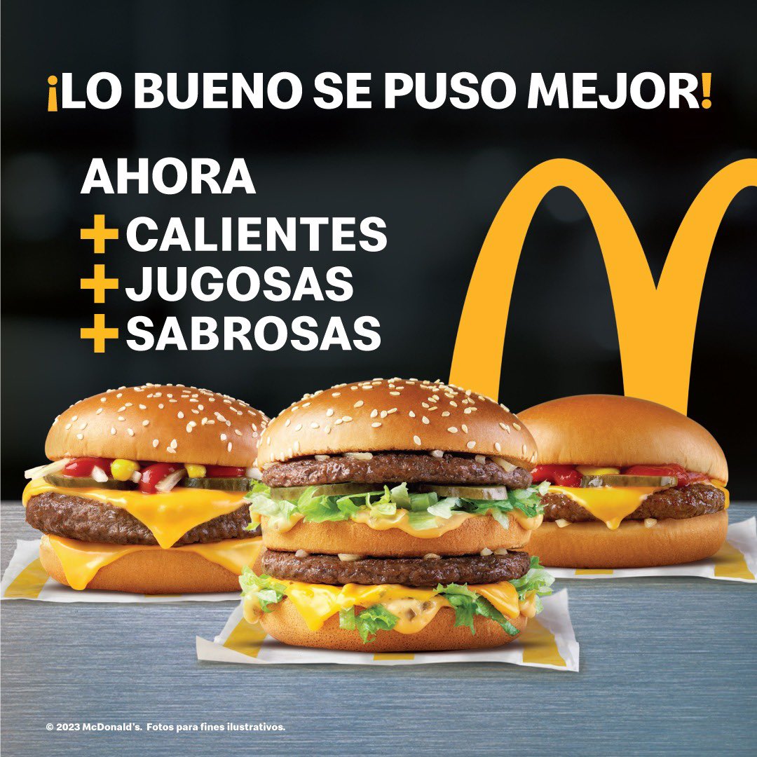 Lizzzjimenez__'s tweet image. Sabían que ahora las hamburguesas clásicas de McDonald están
+calientes
+jugosas
+sabrosas
Lo sabias? Si tu respuestas es no, te invito a que te acerques a tu restaurante más cercano y tú mismo lo compruebes #LoBuenoSePoneMejor #LoBuenoSePoneMejor #LoBuenoSePoneMejor .