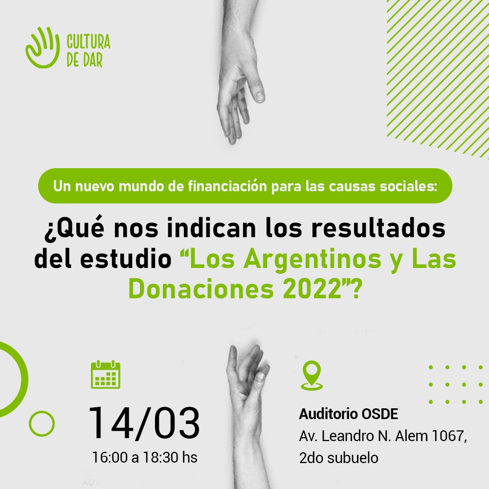 Presentación del Estudio 'Los Argentinos y las Donaciones 2022' 📌 14 de marzo, 16:00 h 📌 Inscripciones lnkd.in/drUafyp6