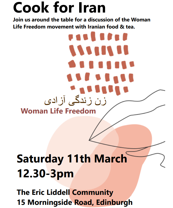 joannaccherry's tweet photo. Cook for Iran, this Saturday lunchtime for the Woman Life Freedom movement. Learn about what is happening in Iran, ask questions, and take the discussions away with you. #CookForIran https://t.co/PxPQYFjcSU