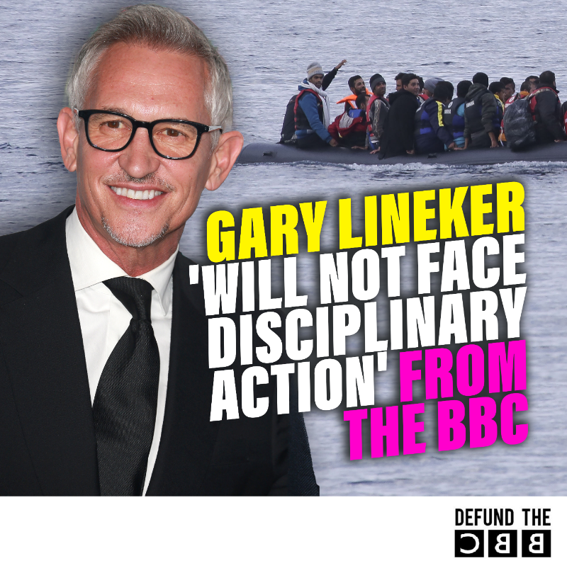 DefundBBC's tweet photo. The BBC is in breach of its impartiality obligation that allows it to tax the public.
We're all for free speech but not when Brits are forced to pay for Lineker's divisive diatribes.
If the BBC want to keep Gary they MUST ditch the TV licence.
#DefundTheBBC
