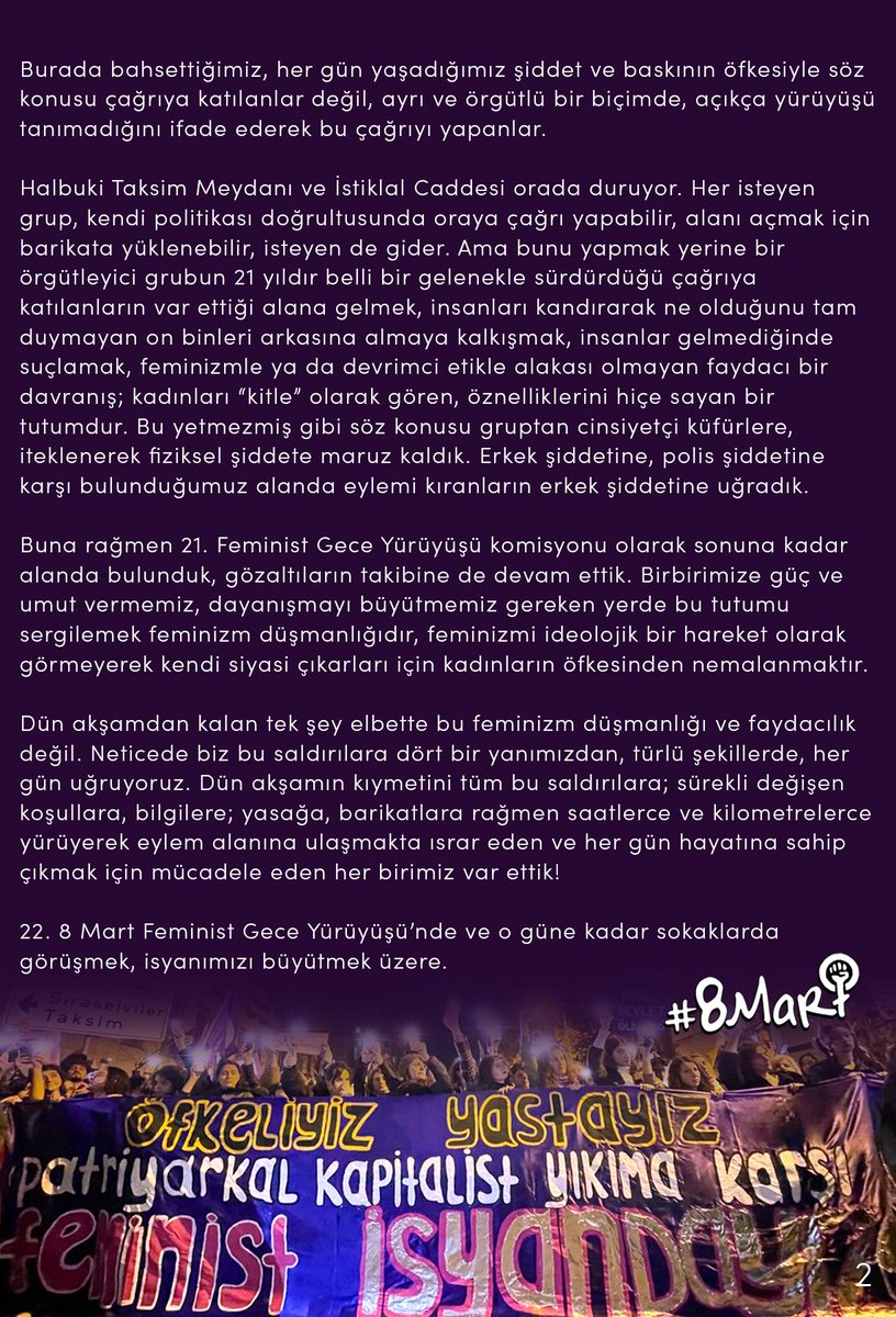 8 Mart Feminist Gece Yürüyüşü tweet media