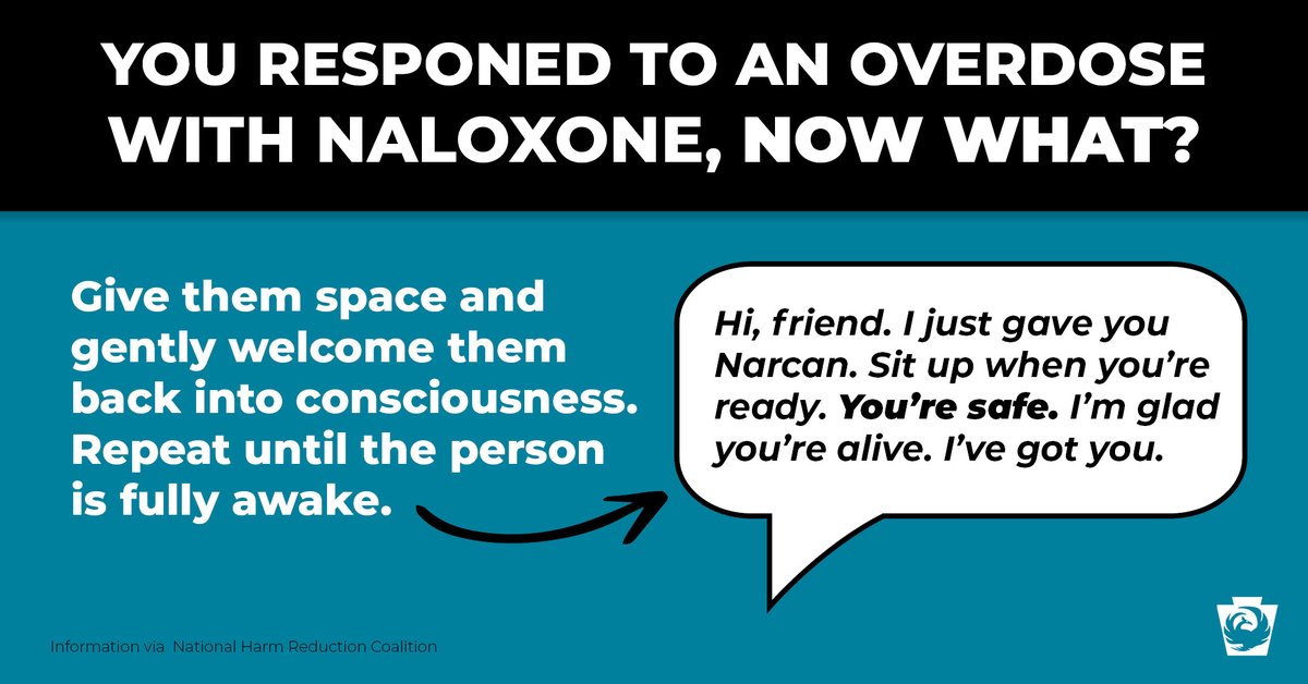BattlingOpioids's tweet image. Responding to an opioid overdose:
1 - Try to wake the person up
2 - Call 911
3 - Administer Narcan
4 - Check breathing
5 - Stay with them

Experiencing an overdose can be traumatic. Support people returning to consciousness with kindness and without judg…
