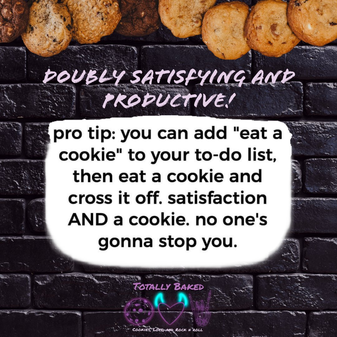 TotallyBakedSA's tweet photo. Good Morning!! 👋 Pro tips are our specialty! 👇

We're always looking for ways to increase productivity...😜 

We hope everyone is having a Totally Rockin day and that Totally Rockin things happen for you!! 💋

🍪💜🤘
#cookiesloveandrocknroll #totallybakedsatx #stampoutthestigma https://t.co/ADIdHTMfH9