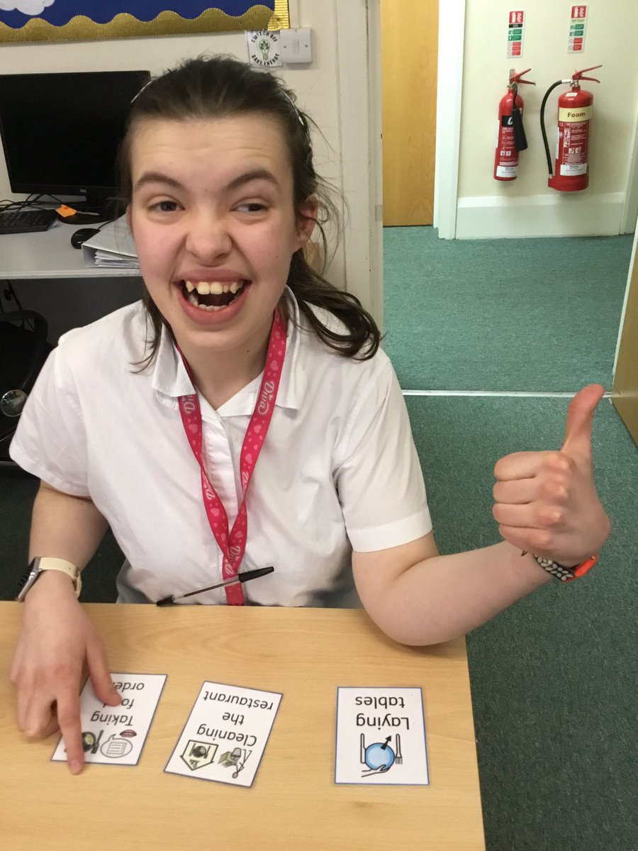 I want to work in a cafe. My job skills are laying tables, taking food and cleaning the restaurant at <a href="/FoxesH/">Foxes Hotel</a> from Rosie

 #NCW2023 #NationalCareersweek #WorkReadyLifeReady