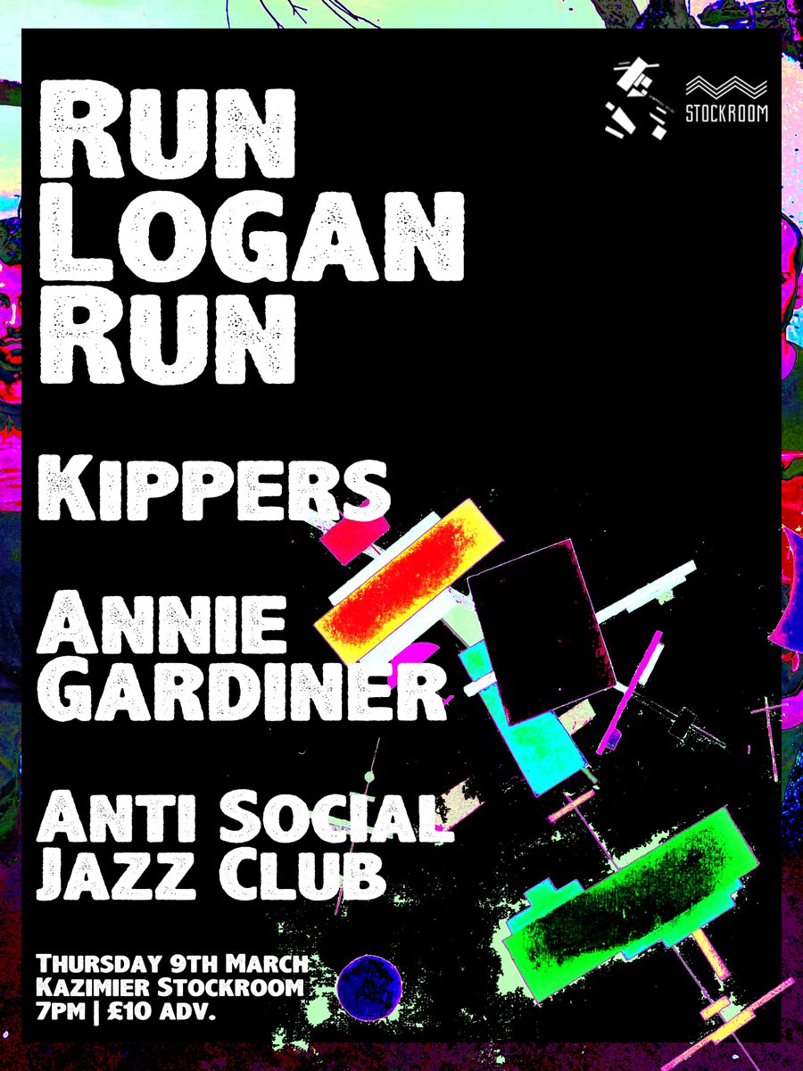 Bristolian nu jazz quintet @RunLoganRunUK play the stockroom tonight with experimental trio KIPPERS, Annie Gardiner & @antisocialjazz. Doors 7pm. Tickets here -> skiddle.com/e/36246383