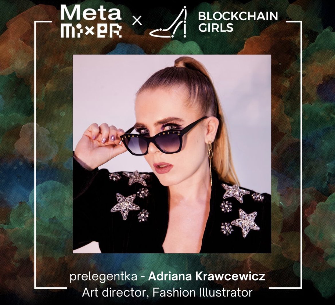 adrianaNFT's tweet photo. GM! Today we celebrate #WomensDay and #womeninnfts with @BlockchainGrls #Metamixer where I’ll talk about #digitalfashion, NFTs and also will first time show some of my AI art 😎 and of course sing a little 🎹 #nftartist #nftcommunity https://t.co/80JN6BdiSd