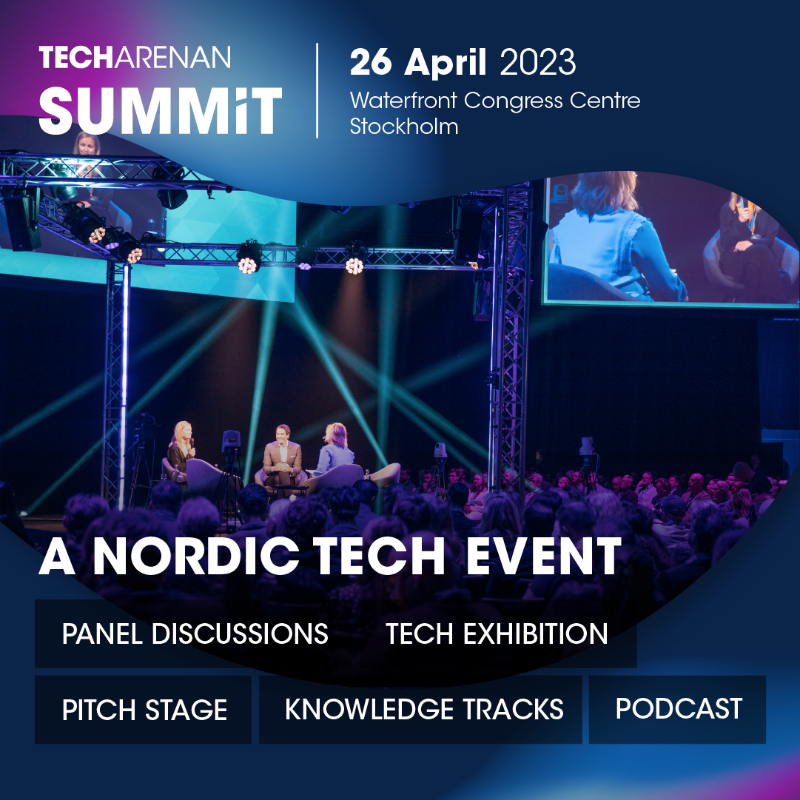 Techarenan's tweet photo. Claim your ticket and join more than 4000 entrepreneurs, business leaders, investors, industry experts and many more in discussing entrepreneurship, sustainability, and innovation at Techarenan Summit, 26 April in Stockholm.