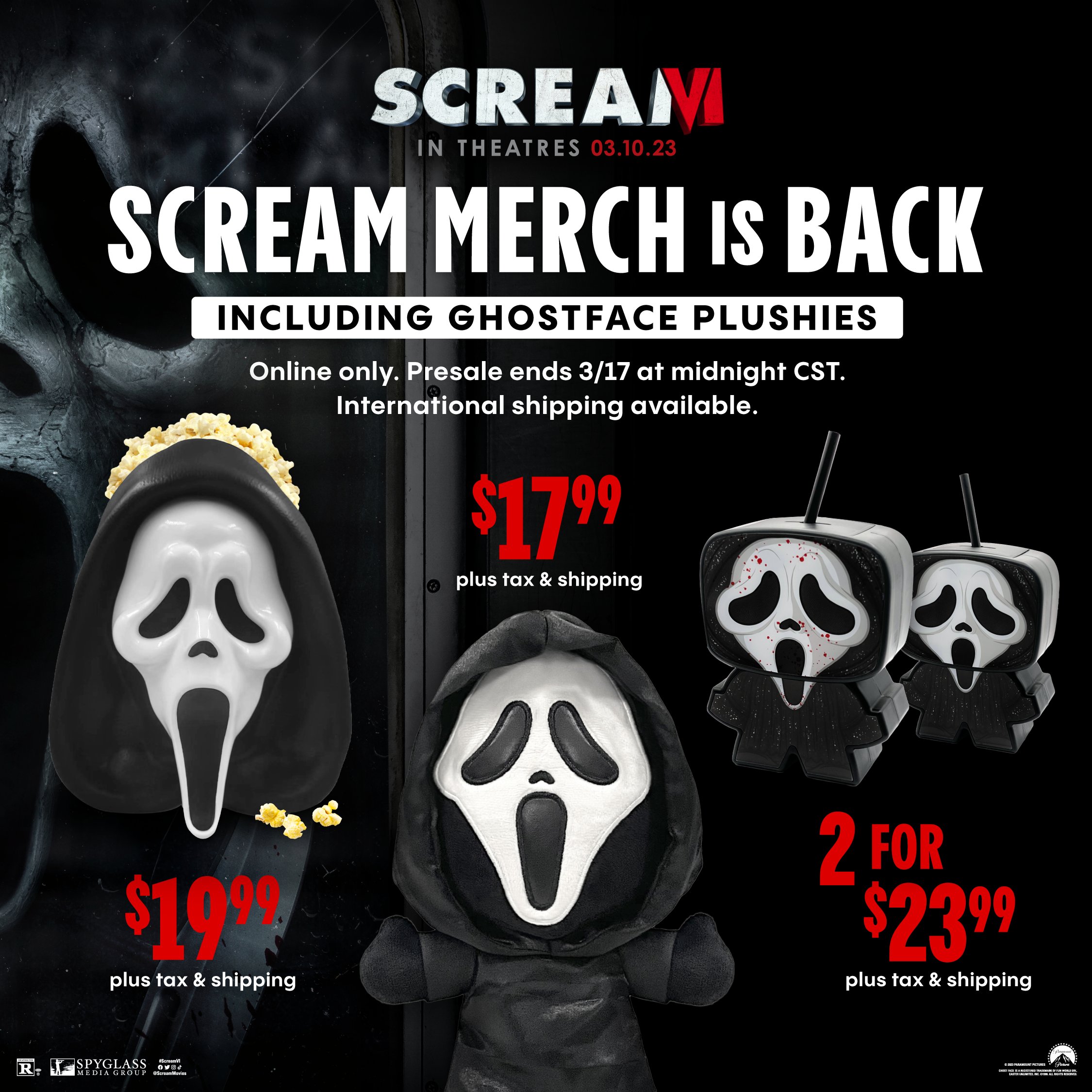 Cinemark Theatres on X: GIVE THE PEOPLE WHAT THEY WANT! aka #Ghostface  plushies. Now available for preorder. 😎 International shipping available.  👉:  #ScreamVI  / X