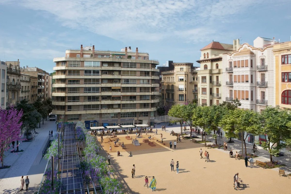 meritxellroige's tweet photo. Presentem el projecte de la nova plaça Alfons XII, una plaça pensada per a les persones, a un sol nivell,  amb espais verds i amb zones per als xiquets i xiquetes. Un projecte que ens permet avançar en la línia d'una #Tortosa més verda i més sostenible https://t.co/Hae5rpGWQl