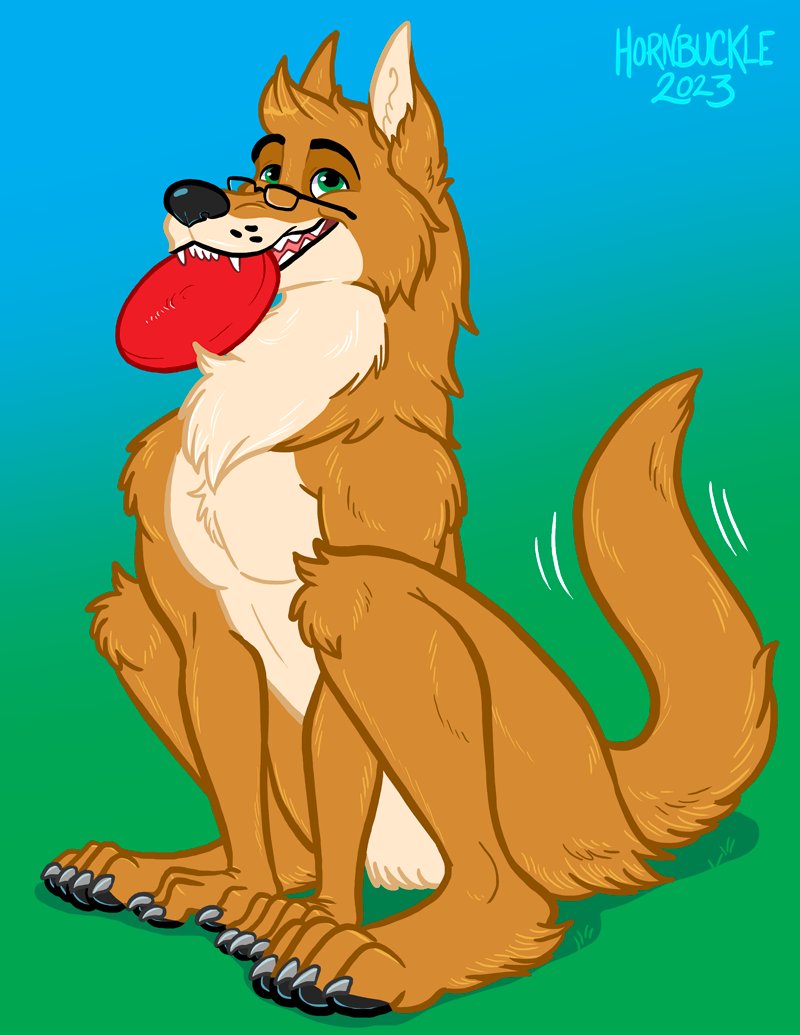 Exercising on campus can have some unintended consequences when an errant frisbee flies by. Thanks so much <a href="/ArtByHornbuckle/">Black Lives Matter✨artbyhornbuckle.bsky.social</a> for the gorgeous werewolf TF!!!! 🏃‍♂️➡️🐺