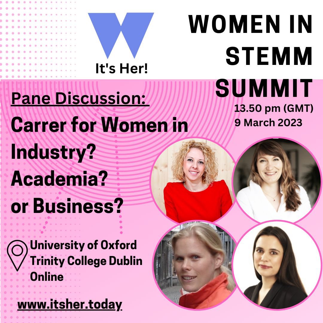 Join our panel discussion on “Career for Women in Industry? Academia? Or Business?” that is going on right now online and in person. 👩‍🏭👩‍🎓👩‍💼

#itsher
#itshertoday
#STEMM_Global
#STEMM_Career
#WomenInSTEMM 
#womeninscience