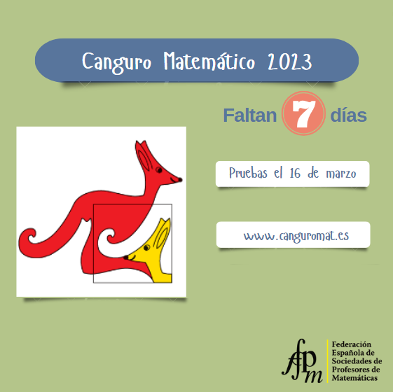 fespm_es's tweet photo. ¡7⃣ días! El próximo jueves se celebrará el concurso Canguro Matemático 2023 🦘

✔️Las pruebas consisten en la resolución de 30 problemas de respuesta múltiple, divididos en tres bloques en función de su dificultad.

👉🏽 https://t.co/Hwp00Kmvr7 https://t.co/arEavxToWI