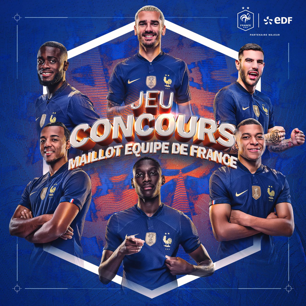 🔥 𝐉𝐄𝐔 𝐂𝐎𝐍𝐂𝐎𝐔𝐑𝐒 🔥 
Pour fêter le premier rassemblement de nos Bleus en 2023, tentez de remporter leur maillot 😎 
1️⃣ RT ce tweet 
2️⃣ Follow @energiedufoot 
TAS le 20/03 à 12h 🤞 #EnergieduFoot