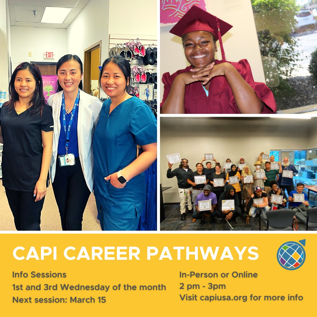 CAPIUSA1982's tweet image. Join us for a Career Pathways info session on March 15! Find out about our programs and trainings and how we can help you find a #career that&apos;s right for you! 

capiusa.org/events/capi-ca…