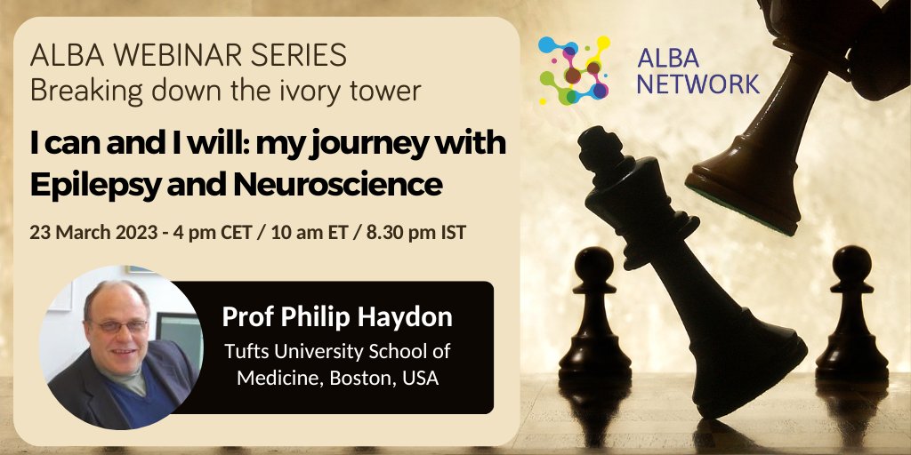 network_alba's tweet image. Register now for Ep 2 of the ALBA webinar series: Breaking down the ivory tower♟️on #Epilepsy with Prof Philip Haydon (Tufts University School of Medicine, US) founder of @sailforepilepsy
📆 23 March 23 - 4 pm CET / 10 am ET / 8.30 pm IST
👉 loom.ly/eGrGBHA
@DisabledStem