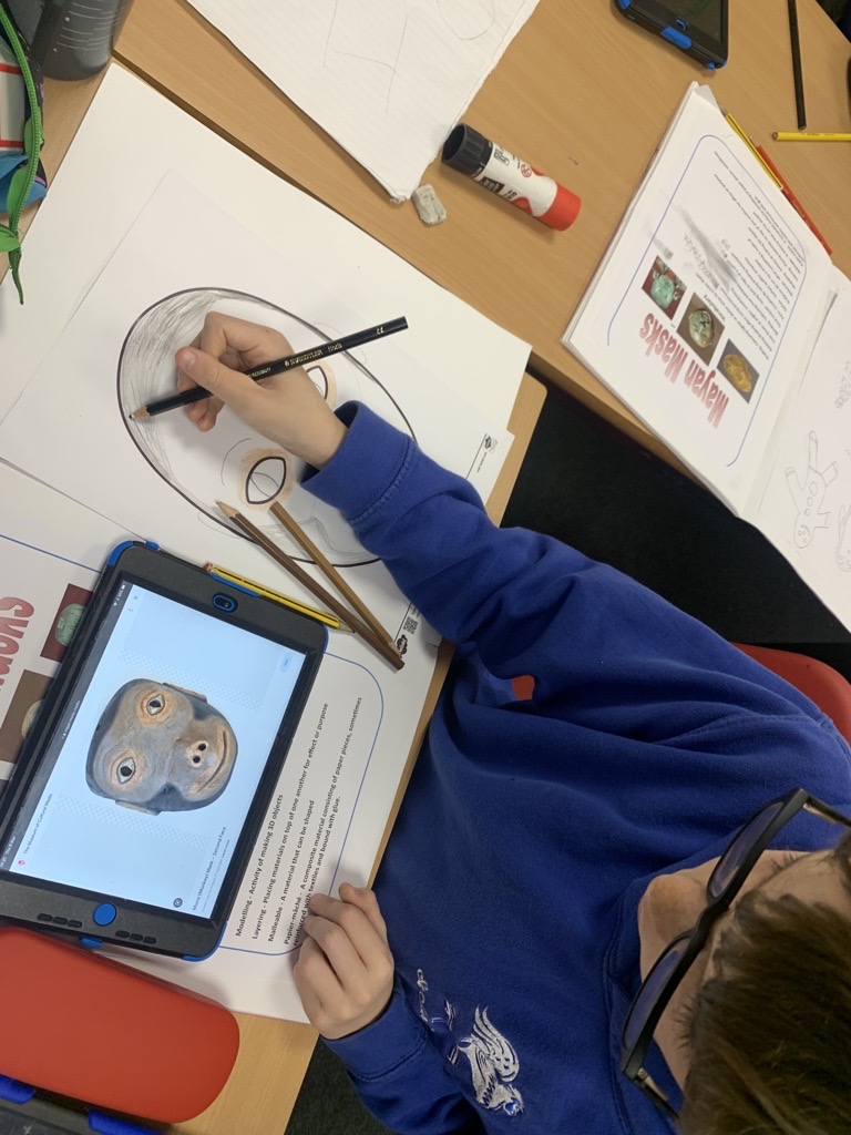 StMinverSchool's tweet photo. Porthilly have been looking at the history of Maya masks, their purpose and features, which is now influencing their design ideas. 💙 https://t.co/4lWhHpddjN