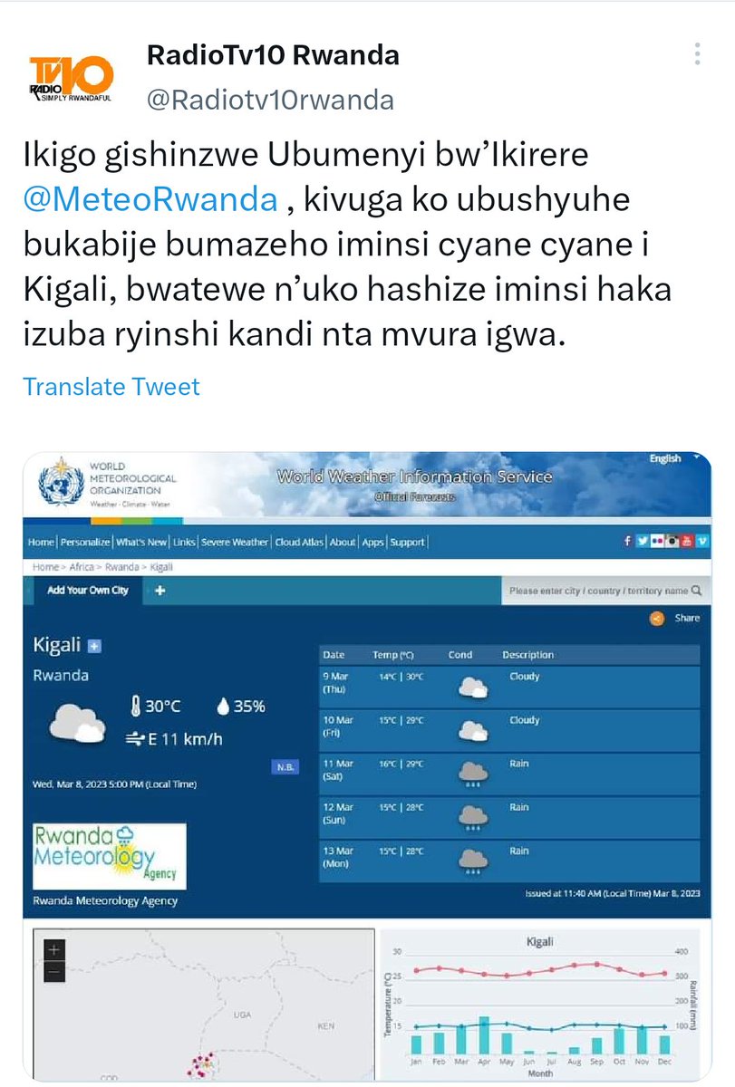 Ubu ibi bitaniyehe nuwavuzeko NGO "ubushakashatsi byagaragaje ko iyo imvura iguye ukitwikira imutaka utanyagirwa" <a href="/Radiotv10rwanda/">RadioTv10 Rwanda</a> 
<a href="/MeteoRwanda/">MeteoRwanda</a>