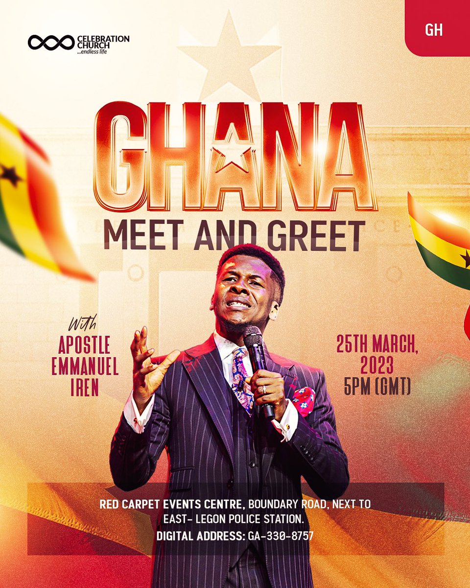 cci__global's tweet photo. It's 16days to Ghana Meet and Greet!!!

We're so excited about what God is set to through this meeting, we believe it's a divine orchestration!

Apostle @pst_iren will be ministering by the power of the Holy Ghost, we see long-term ailments disappearing by the power of God. https://t.co/qykGuW2xi5