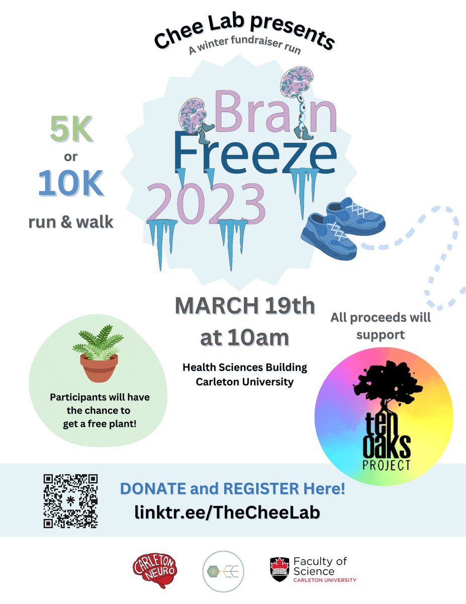 SfN Ottawa Chapter (@sfnottawa) on Twitter photo Brain Freeze is annual winter fundraiser run organized by <a href="/thecheelab/">Melissa Chee</a> <a href="/CU_BrainFreeze/">Brainfreeze</a> 🏃♂️ This year’s event will take place on March 19 and all proceeds benefit <a href="/tenoaksproject/">Ten Oaks</a>
Visit linktr.ee/thecheelab to register and donate Brain Freeze is annual winter fundraiser run organized by <a href="/thecheelab/">Melissa Chee</a> <a href="/CU_BrainFreeze/">Brainfreeze</a> 🏃♂️ This year’s event will take place on March 19 and all proceeds benefit <a href="/tenoaksproject/">Ten Oaks</a>
Visit linktr.ee/thecheelab to register and donate