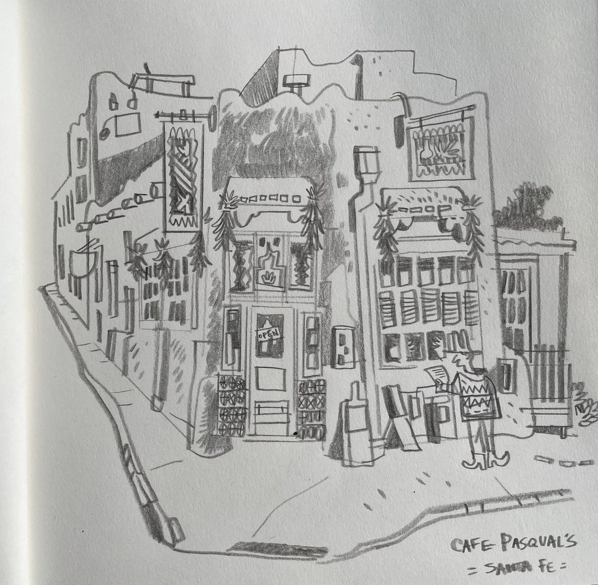 New Mexico part 4. Drinks, Rodeos, Dog outfits &amp; a morning coffee sketch outside Cafe Pasqual’s