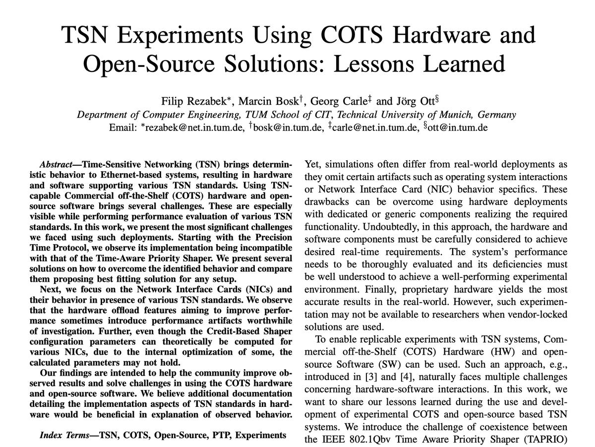 OrBoskey's tweet image. Thrilled to be presenting in #PerFail2023 Workshop at @IEEEPerCom! With @rezabfil we&apos;ll show what we&apos;ve learned while performing Time-Sensitive Networking experiments using open-source solutions on COTS hardware.

Looking forward to the discussions!