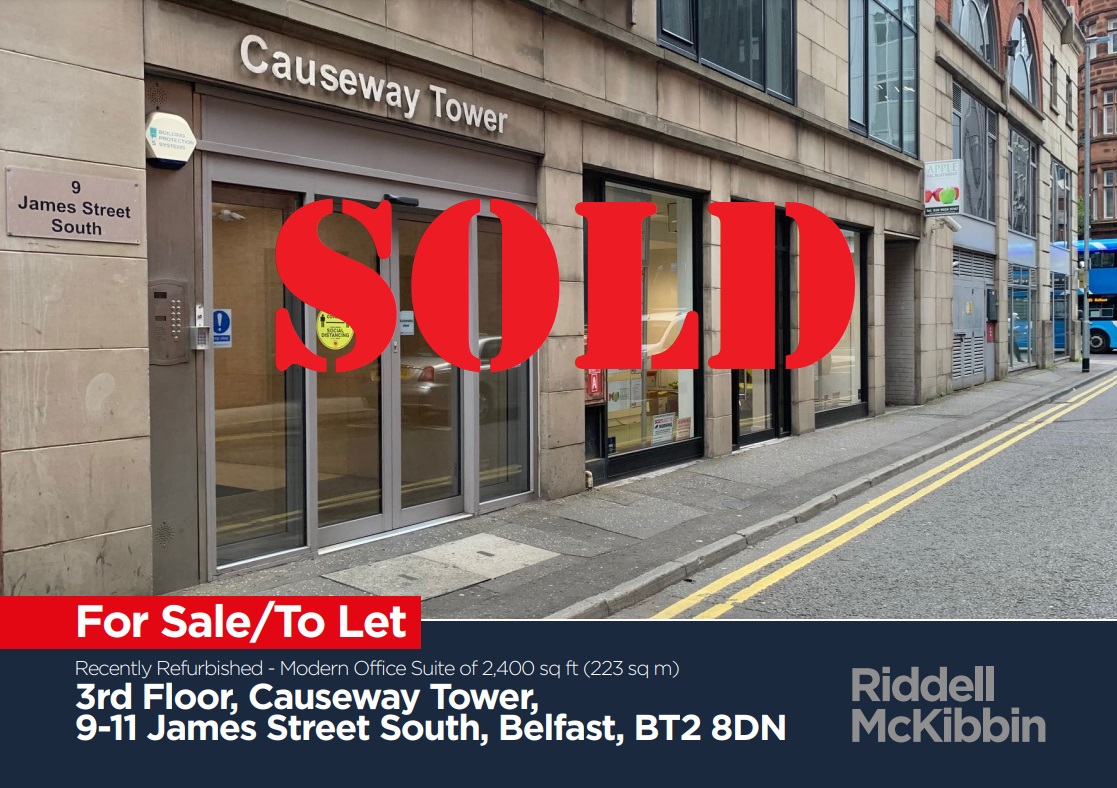 DEAL NEWS | SOLD

Riddell McKibbin have completed the sale of the 3rd Floor, Causeway Tower, Belfast. 

Thanks to Stuart Nelson <a href="/carsonmcdowell/">Carson McDowell</a> for handling the legals.

If you have similar properties to sell or lease please get in contact 028 9531 3122
linkedin.com/posts/riddell-…
